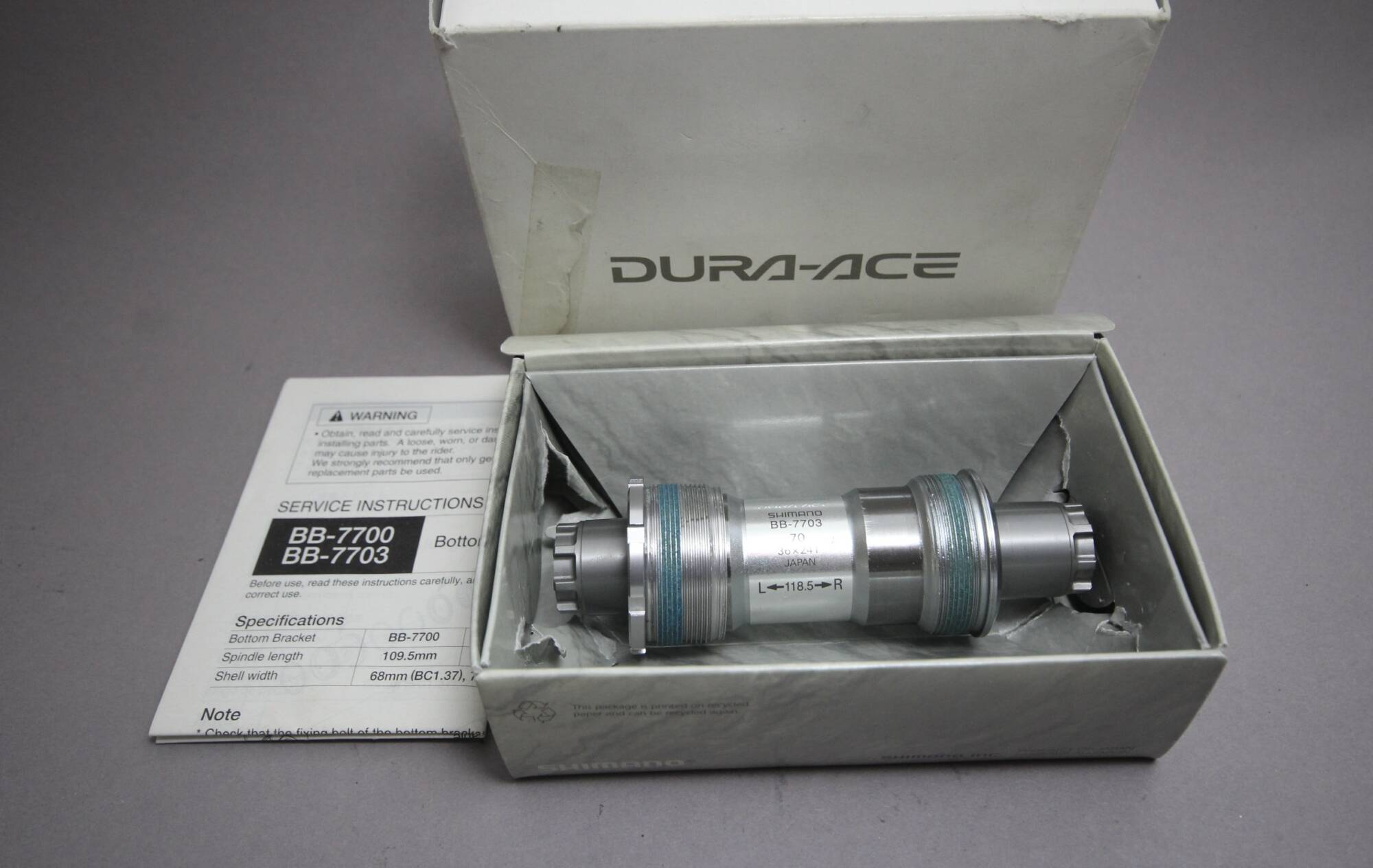 Shimano Dura Ace BB 7703 Triple Bottom Bracket / ITA / 118.5 mm